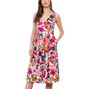 Donna Morgan Floral  V Neck Flowy Dress With Pockets Size 6